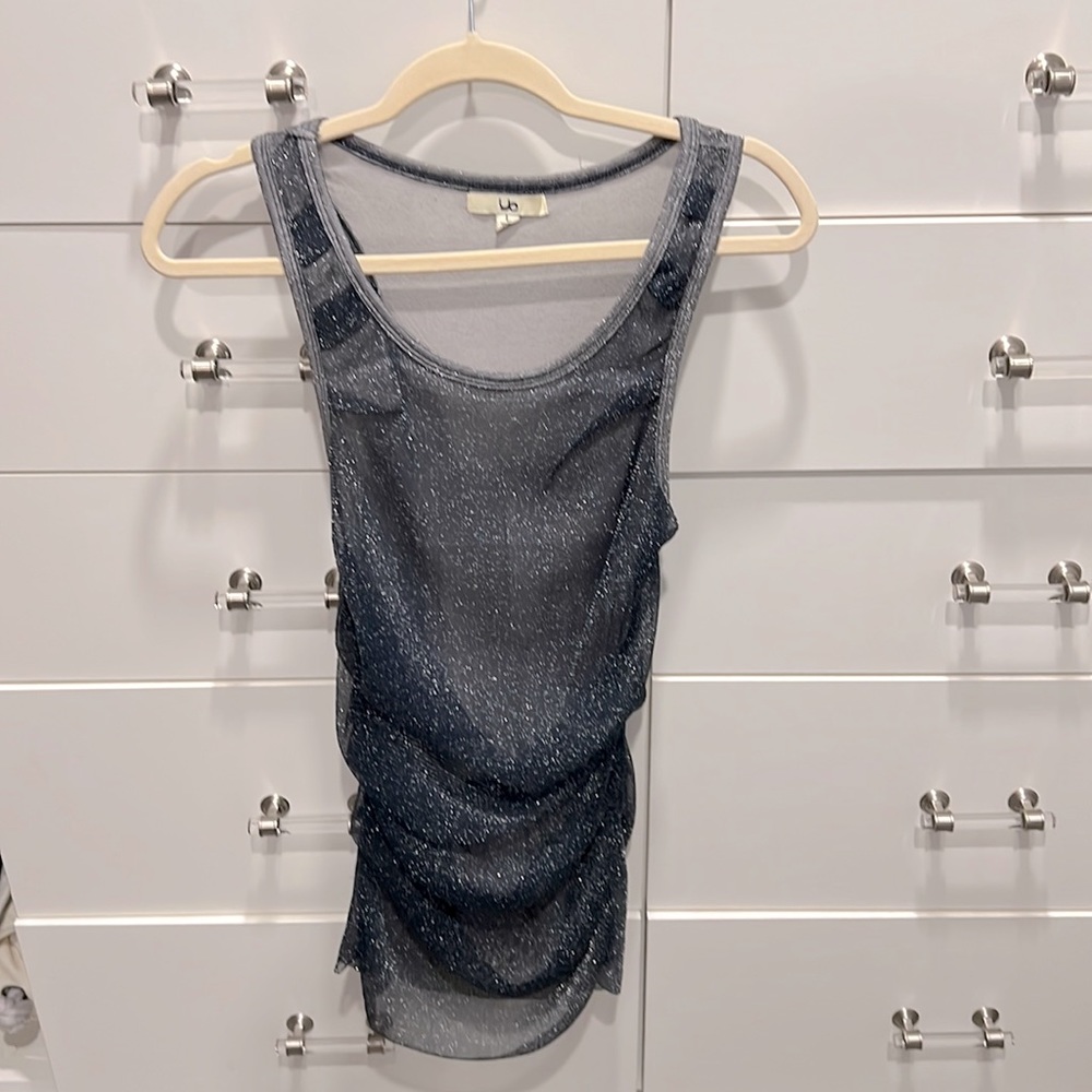 Ya tank top, blue overlay with silver specks, Size L